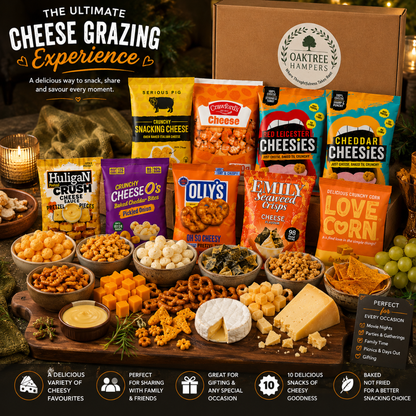 Ultimate Assorted Cheese Snacks Hamper - 10 Premium Variety of Cheese Crisps, Ollys Pretzel Thins, Crackers & Snacking Cheese Bites Bundle | Gourmet Cheesy Snacks Gift Set