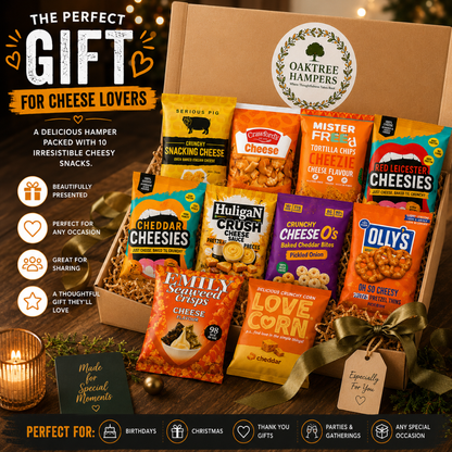 Ultimate Assorted Cheese Snacks Hamper - 10 Premium Variety of Cheese Crisps, Ollys Pretzel Thins, Crackers & Snacking Cheese Bites Bundle | Gourmet Cheesy Snacks Gift Set