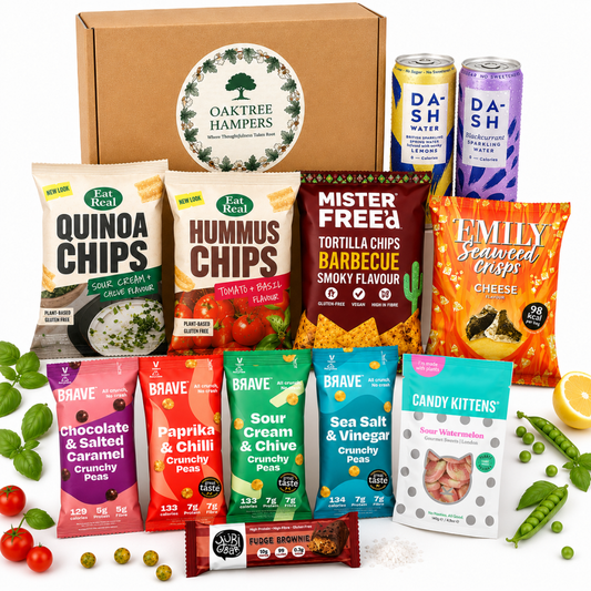 Vegan Snacks Hamper Gift Box | Vegan Savoury Snacks, Healthy Vegan Sweets and Vegan Drinks | Vegan Treats and Sweet Hampers for Veganuary, Birthdays