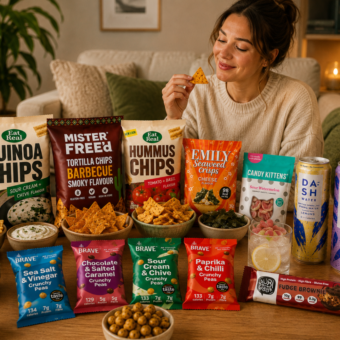 Vegan Snacks Hamper Gift Box | Vegan Savoury Snacks, Healthy Vegan Sweets and Vegan Drinks | Vegan Treats and Sweet Hampers for Veganuary, Birthdays