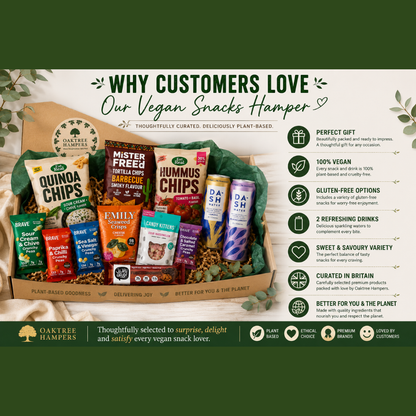 Vegan Snacks Hamper Gift Box | Vegan Savoury Snacks, Healthy Vegan Sweets and Vegan Drinks | Vegan Treats and Sweet Hampers for Veganuary, Birthdays