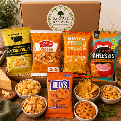 Savoury Cheese Snacks for Adults Hamper 5 Delicious Assortment of Cheesy Snacks, Crisps, Snacking Cheese, Olly Pretzel Thins & More