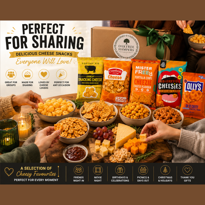 Savoury Cheese Snacks for Adults Hamper 5 Delicious Assortment of Cheesy Snacks, Crisps, Snacking Cheese, Olly Pretzel Thins & More