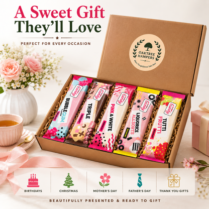 Premium Nougat Gift Box of 5 Assorted Nougat Bars Including Tutti Frutti, Liquorice Allsorts, Bubblegum, Triple Flavour & Pink & White | Soft Nougat Hamper Gift Box