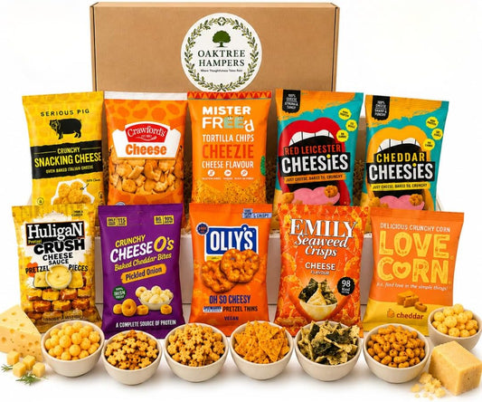 Ultimate Assorted Cheese Snacks Hamper - 10 Premium Variety of Cheese Crisps, Ollys Pretzel Thins, Crackers & Snacking Cheese Bites Bundle | Gourmet Cheesy Snacks Gift Set