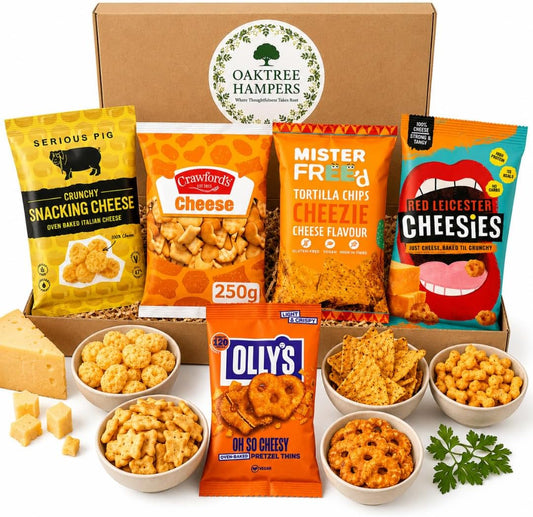 Savoury Cheese Snacks for Adults Hamper 5 Delicious Assortment of Cheesy Snacks, Crisps, Snacking Cheese, Olly Pretzel Thins & More