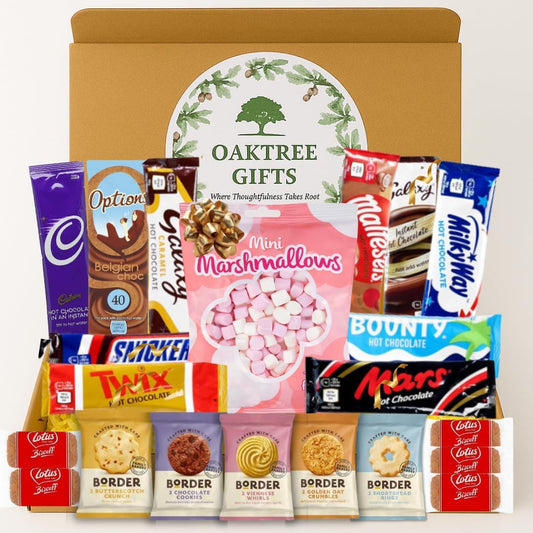 Hot Chocolate Gift Set with Marshmallows & Biscuits 26-Piece Assorted Hot Chocolate Hamper with Border Biscuits & Marshmallows Ð Cosy Hot Choc Gift Set by TGBK