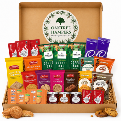 Afternoon Tea Hamper with Walker Biscuits, Preserves, Coffee Bags and Hot Choc | Total of 28 Assorted Tea and Biscuits Gift Set