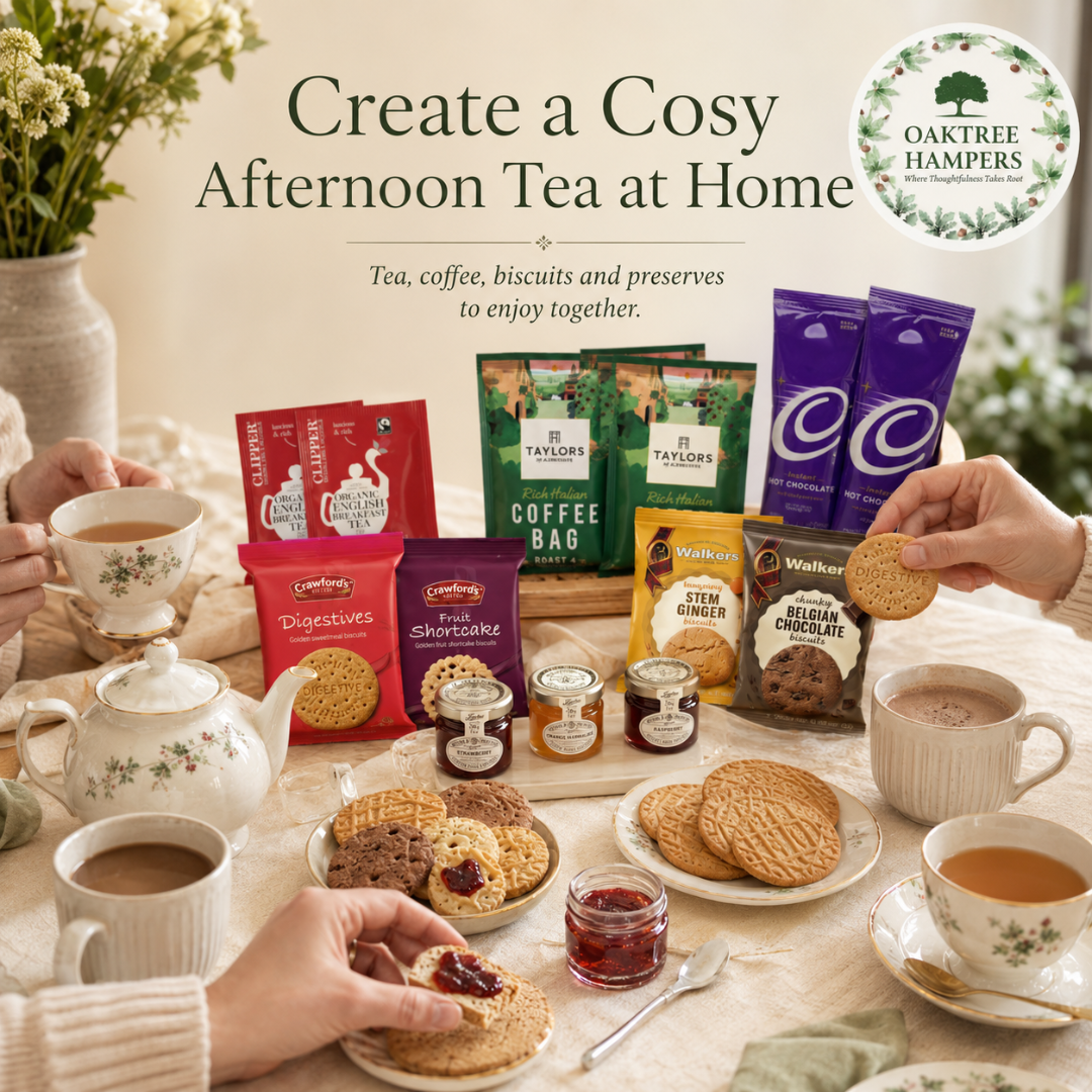Afternoon Tea Hamper with Walker Biscuits, Preserves, Coffee Bags and Hot Choc | Total of 28 Assorted Tea and Biscuits Gift Set