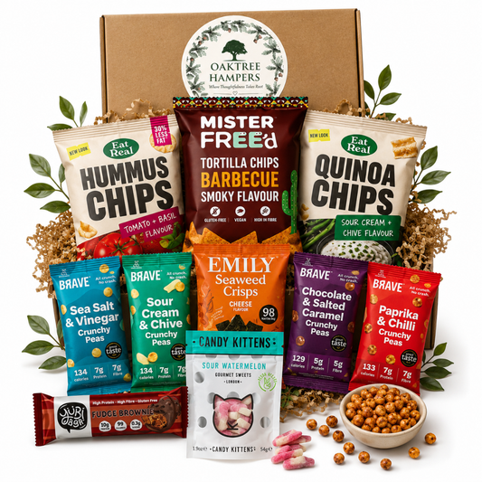 Premium Vegan Hamper Snack Box of Assorted Vegan Treats, Savoury Crisps and Sweets Ð 10 Delicious & Healthy Snacks Gift Box for Christmas, Birthday, Veganuary