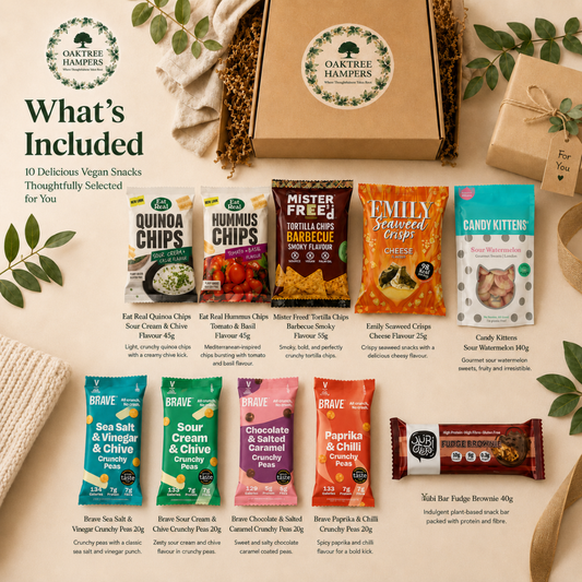 Premium Vegan Hamper Snack Box of Assorted Vegan Treats, Savoury Crisps and Sweets Ð 10 Delicious & Healthy Snacks Gift Box for Christmas, Birthday, Veganuary